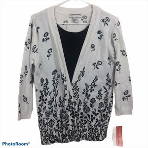 Cathy Daniels  Black & White Duet Sweater Set NWT
